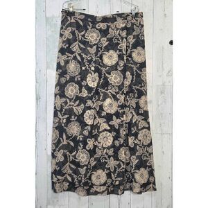 VTG 90s Geiger Collection Sheer Navy Paisley Floral Wrap Skirt Sz. 42 / est. L